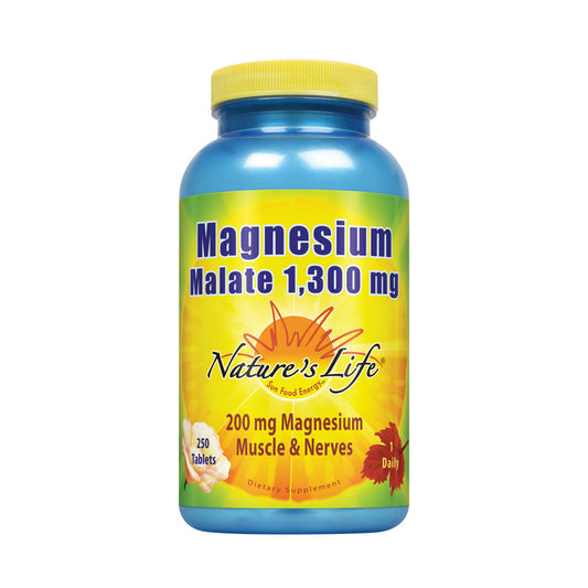 Nature's Life Magnesium Malate 1300mg 250 tablets 200mg elemental - free delivery on single items