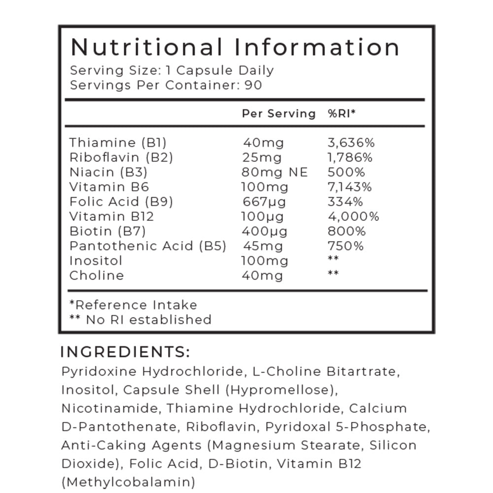 VITAMIN B-COMPLEX
90 CAPSULES - 1 PER DAY